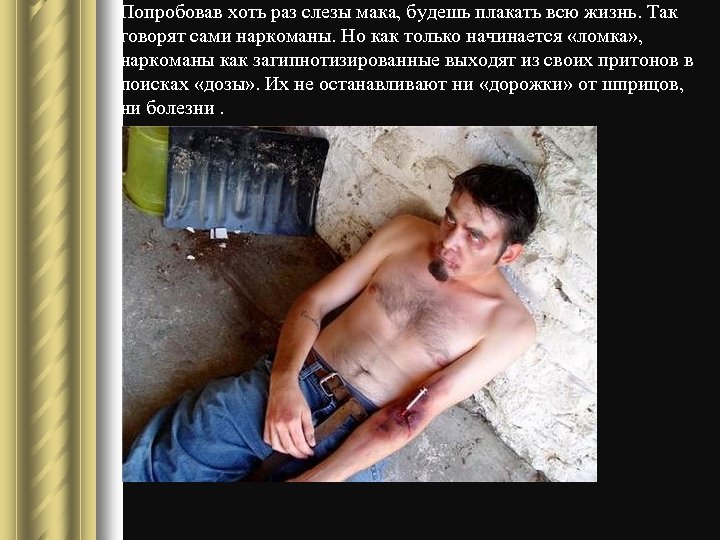 Попробовав хоть раз слезы мака, будешь плакать всю жизнь. Так говорят сами наркоманы. Но