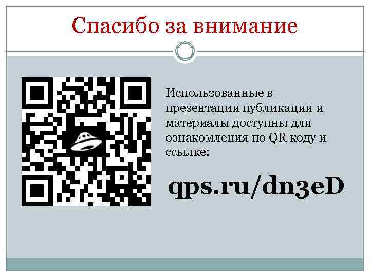 Спасибо за внимание Использованные в презентации публикации и материалы доступны для ознакомления по QR