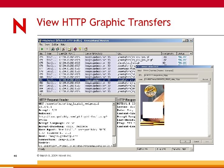 View HTTP Graphic Transfers 46 © March 9, 2004 Novell Inc. 