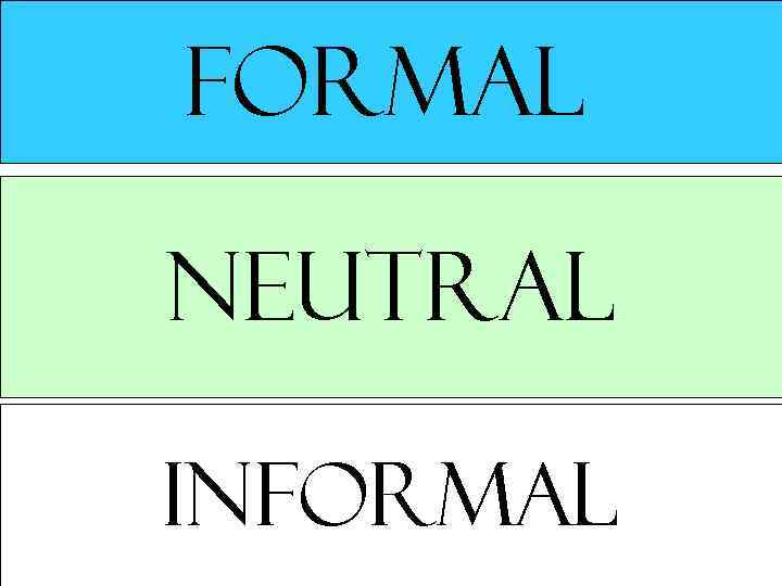 formal Neutral informal 
