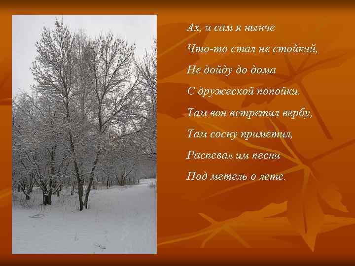 Ах, и сам я нынче Что-то стал не стойкий, Не дойду до дома С