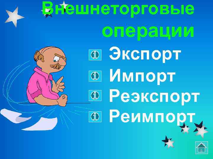 Внешнеторговые операции Экспорт Импорт Реэкспорт Реимпорт 