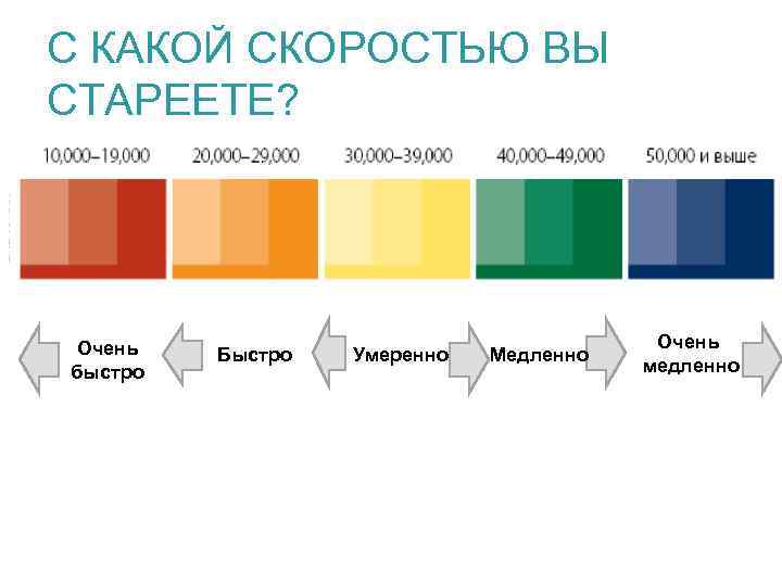 C КАКОЙ СКОРОСТЬЮ ВЫ СТАРЕЕТЕ? Очень быстро Быстро Умеренно Медленно Очень медленно 