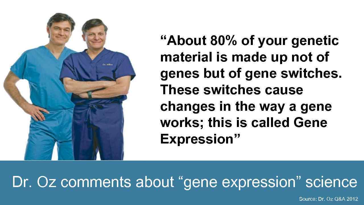 “About 80% of your genetic material is made up not of genes but of
