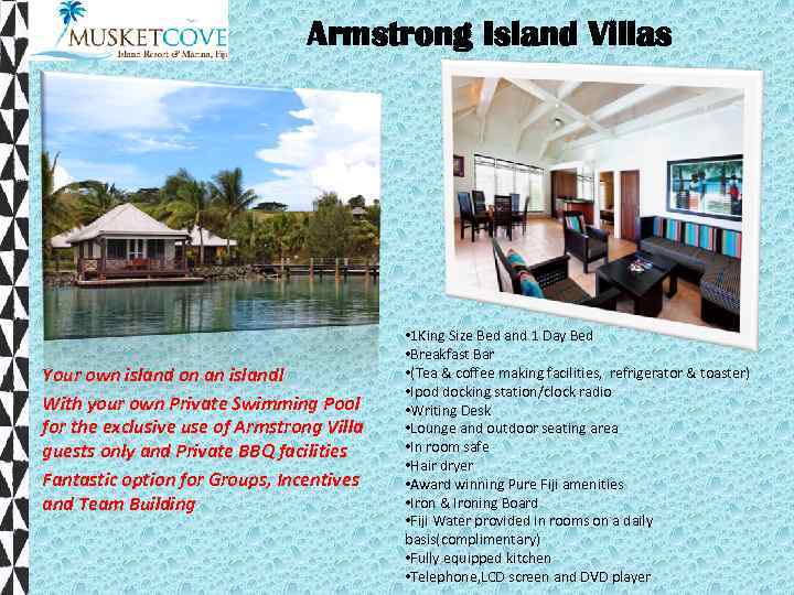 Armstrong Island Villas Your own island on an island! With your own Private Swimming
