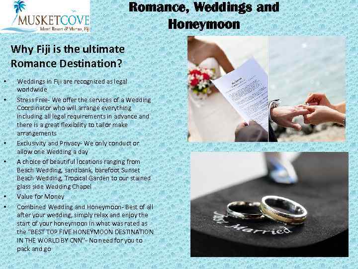 Romance, Weddings and Honeymoon Why Fiji is the ultimate Romance Destination? • • •