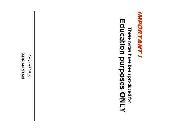 Page 126 IMPORTANT ! These notes have been produced for Education purposes ONLY Design