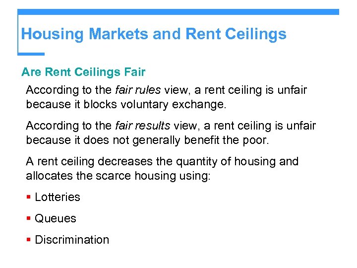 Housing Markets and Rent Ceilings Are Rent Ceilings Fair According to the fair rules