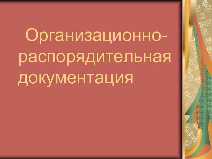 Организационнораспорядительная документация 