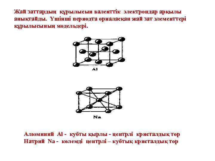 Жай заттардың құрылысын валенттік электрондар арқылы анықтайды. Үшінші периодта орналасқан жай зат элементтері құрылысының