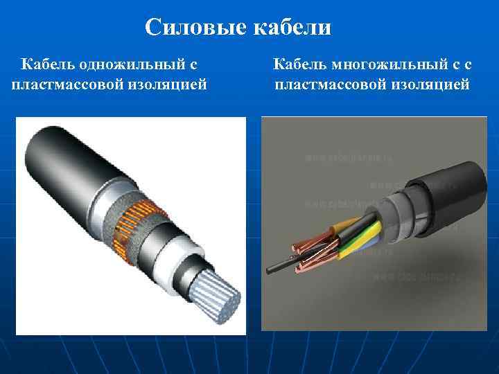 Силовые кабели Кабель одножильный с пластмассовой изоляцией Кабель многожильный с с пластмассовой изоляцией 