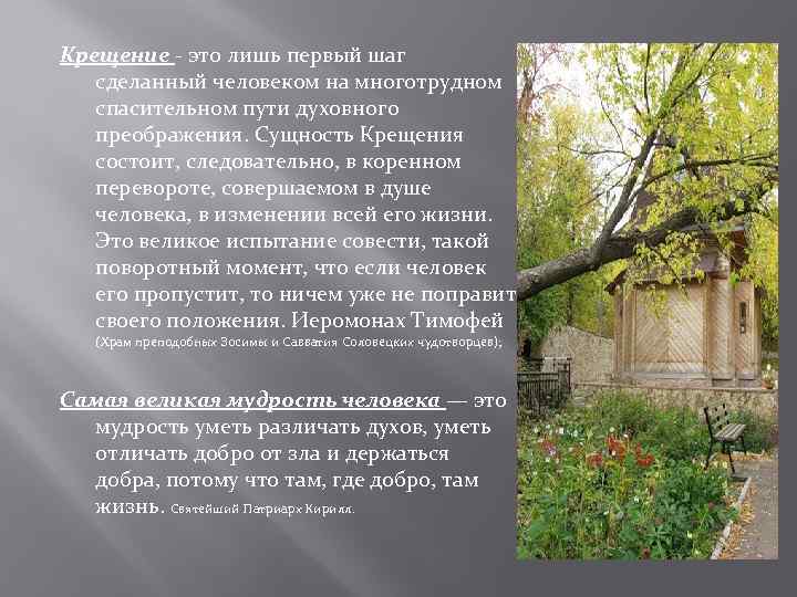 Крещение - это лишь первый шаг сделанный человеком на многотрудном спасительном пути духовного преображения.