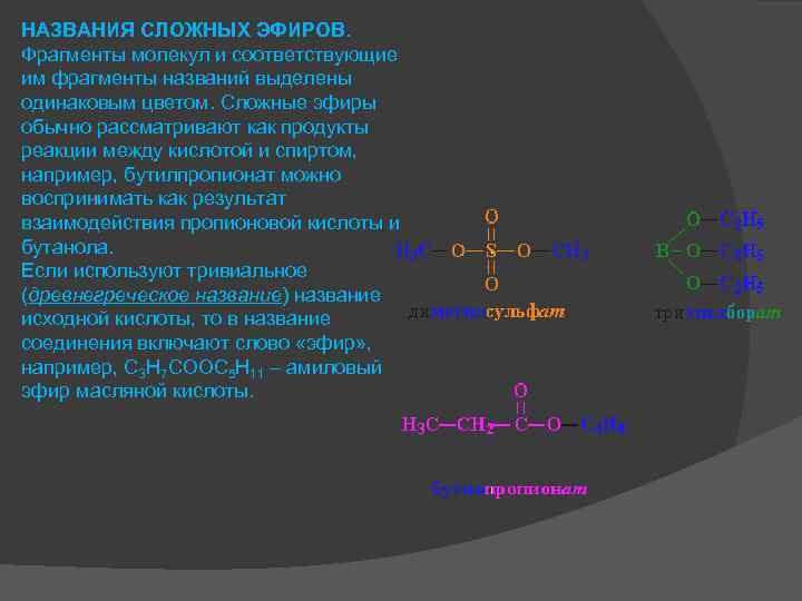 Фрагментом называют. Названия сложных эфиров. Назвать сложные эфиры. Назовите сложные эфиры. Как называть сложные эфиры.