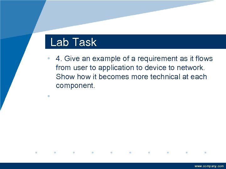 Lab Task • 4. Give an example of a requirement as it flows from