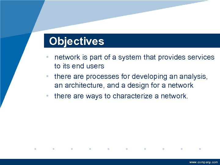 Objectives • network is part of a system that provides services to its end