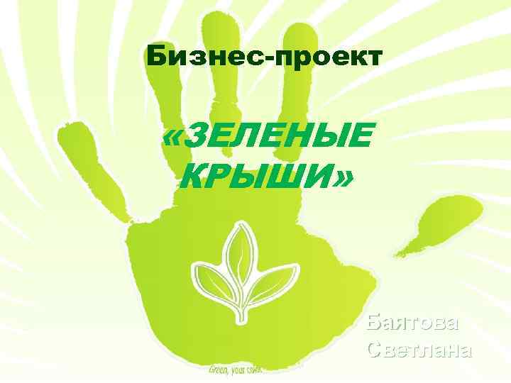Бизнес-проект «ЗЕЛЕНЫЕ КРЫШИ» Баятова Светлана 