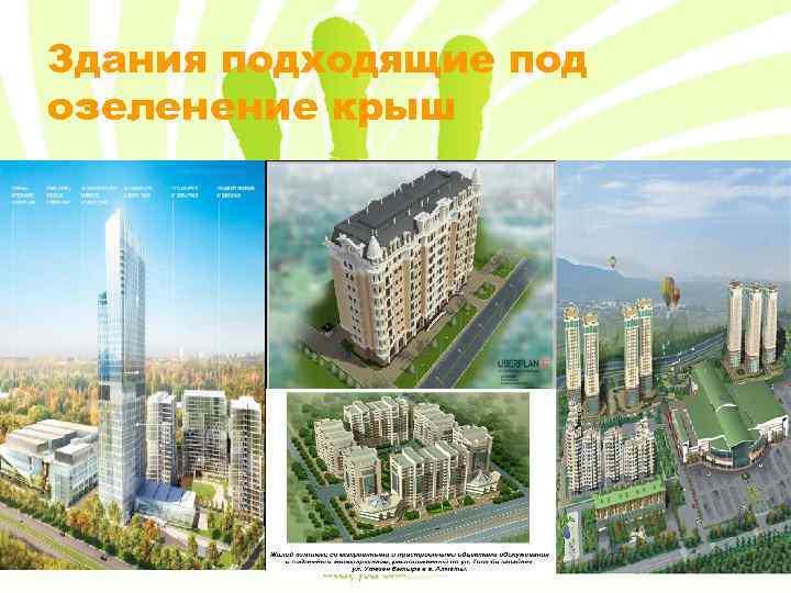 Здания подходящие под озеленение крыш 