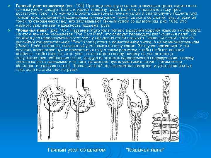 Ø Ø Гачный узел со шлагом (рис. 106). При подъеме груза на гаке с