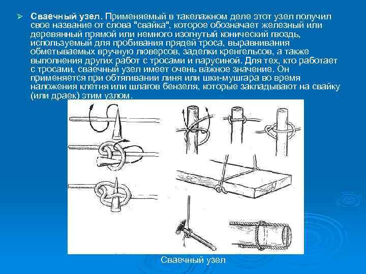 Ø Сваечный узел. Применяемый в такелажном деле этот узел получил свое название от слова