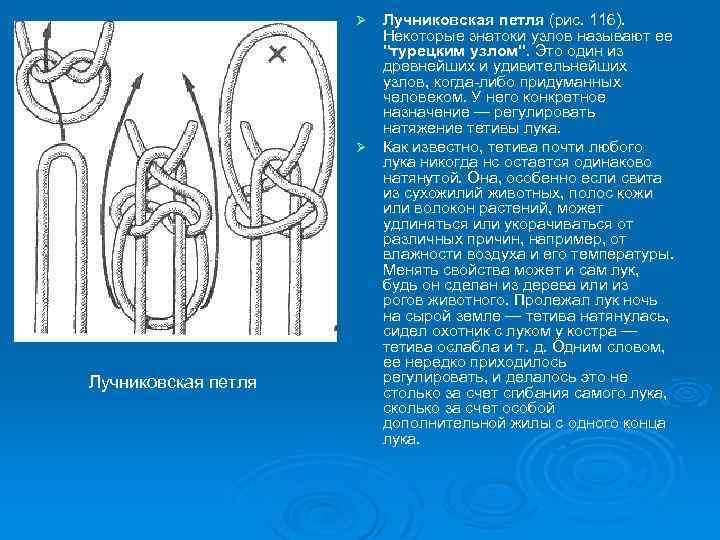 Лучниковская петля (рис. 116). Некоторые знатоки узлов называют ее 