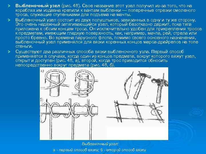 Выбленочный узел (рис. 48). Свое название этот узел получил из-за того, что на кораблях