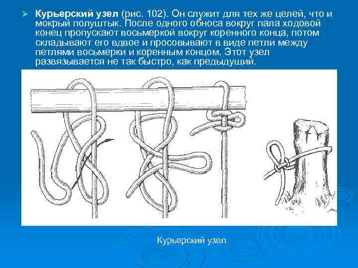 Ø Курьерский узел (рис. 102). Он служит для тех же целей, что и мокрый