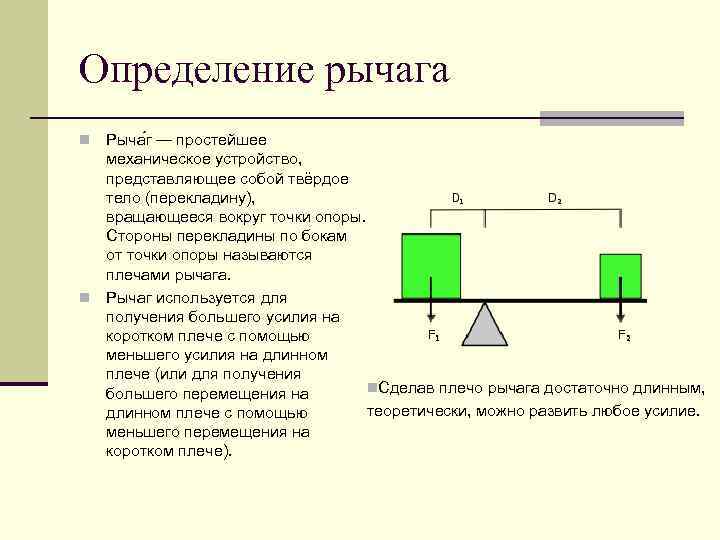 Действия рычага