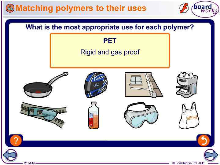 Matching polymers to their uses 25 of 43 © Boardworks Ltd 2006 