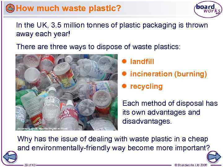 How much waste plastic? In the UK, 3. 5 million tonnes of plastic packaging