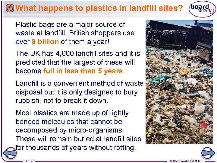 What happens to plastics in landfill sites? Plastic bags are a major source of