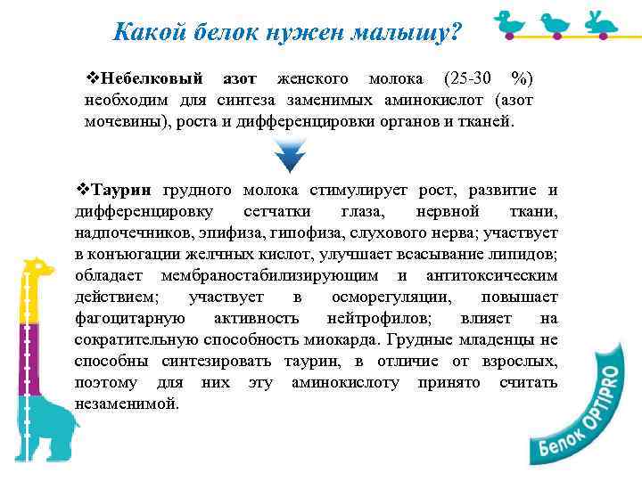 Какой белок нужен малышу? v. Небелковый азот женского молока (25 -30 %) необходим для