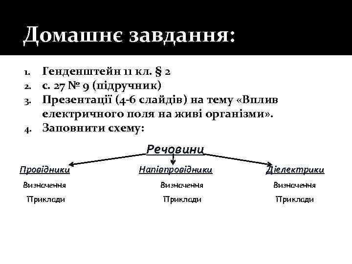 Домашнє завдання: Генденштейн 11 кл. § 2 с. 27 № 9 (підручник) Презентації (4