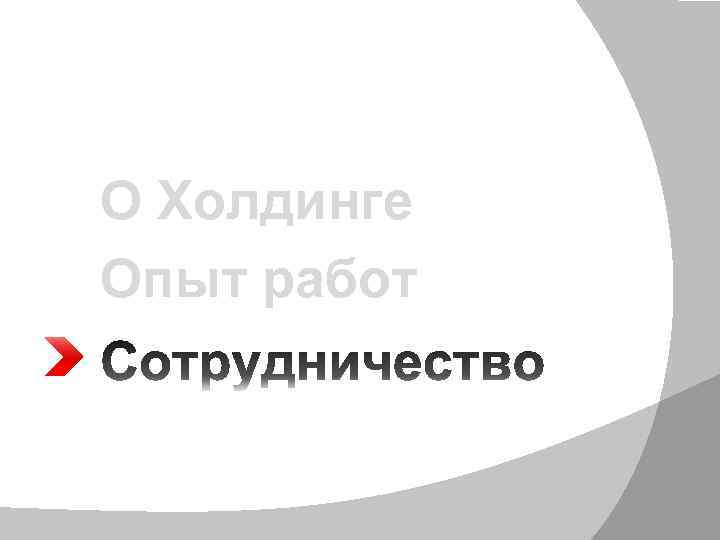 О Холдинге Опыт работ 