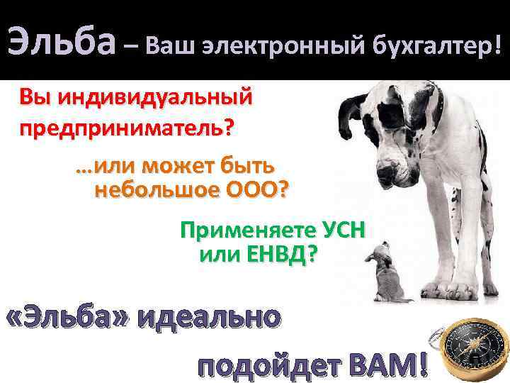 Эльба – Ваш электронный бухгалтер! Вы индивидуальный предприниматель? …или может быть небольшое ООО? Применяете