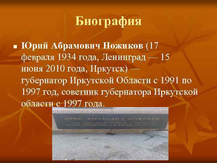 Биография n Юрий Абрамович Ножиков (17 февраля 1934 года, Ленинград — 15 июня 2010