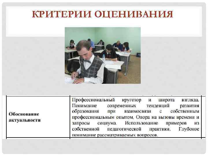 КРИТЕРИИ ОЦЕНИВАНИЯ 