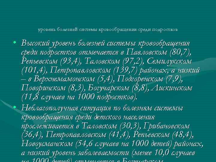 уровень болезней системы кровообращения среди подростков • Высокий уровень болезней системы кровообращения среди подростков