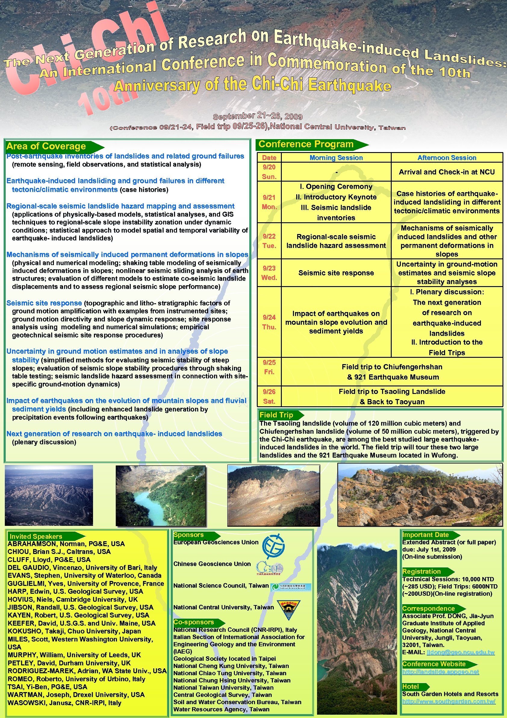 Conference Program Area of Coverage Post-earthquake inventories of landslides and related ground failures (remote