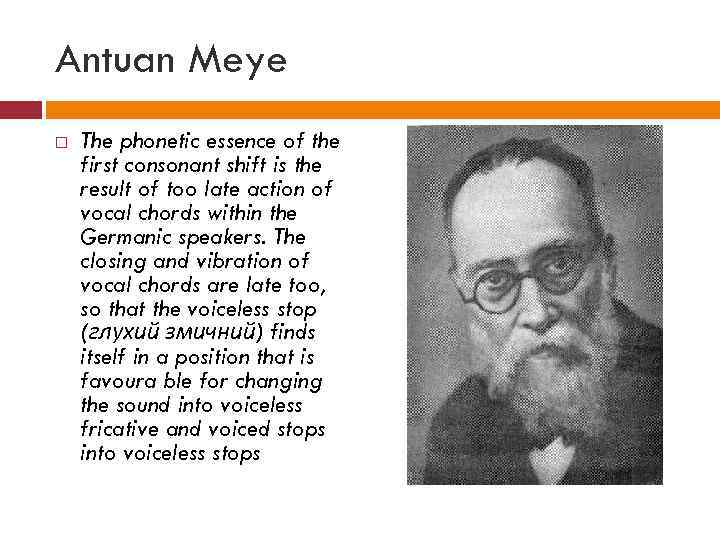 Antuan Meye The phonetic essence of the first consonant shift is the result of