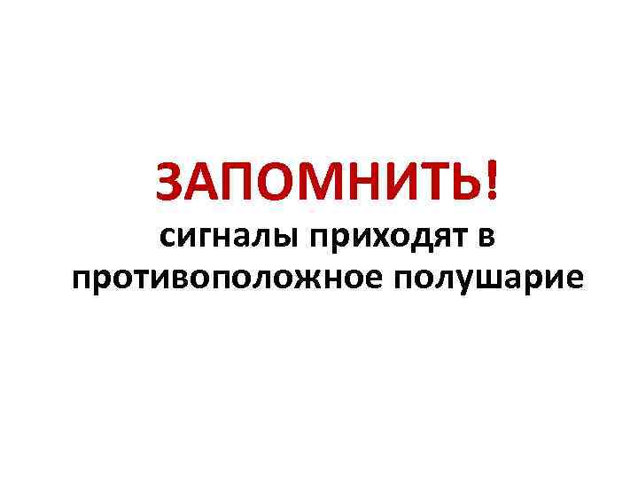 ЗАПОМНИТЬ! сигналы приходят в противоположное полушарие 