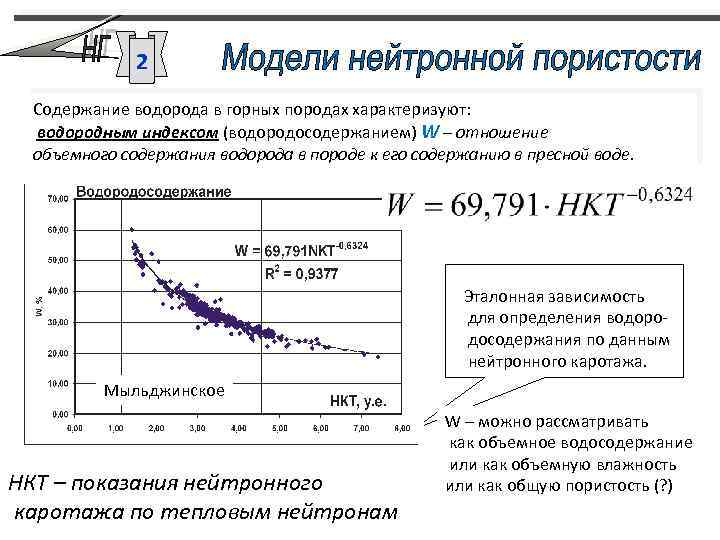 2 Содержание водорода в горных породах характеризуют: водородным индексом (водородосодержанием) W – отношение объемного