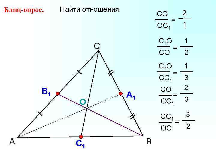 Блиц-опрос. Найти отношения СО ОС 1 = С 1 О С СО С 1