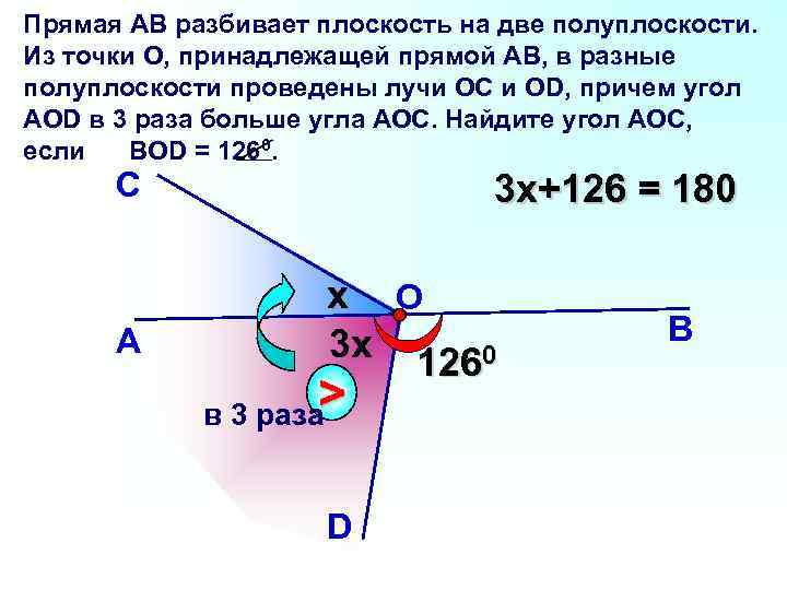 Прямая АВ разбивает плоскость на две полуплоскости. Из точки О, принадлежащей прямой АВ, в