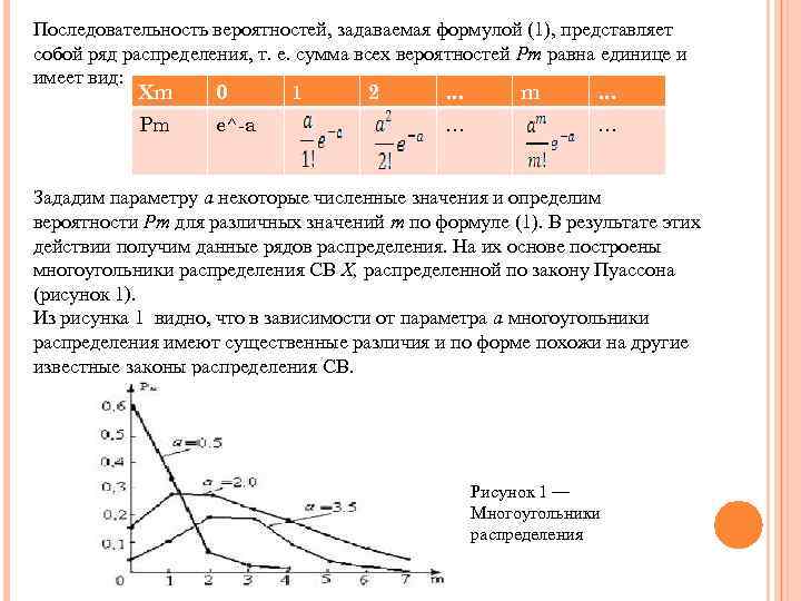 Последовательность вероятностей, задаваемая формулой (1), представляет собой ряд распределения, т. е. сумма всех вероятностей