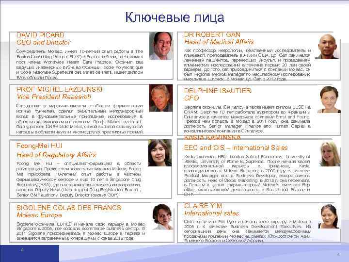 Ключевые лица DAVID PICARD CEO and Director DR ROBERT GAN Head of Medical Affairs