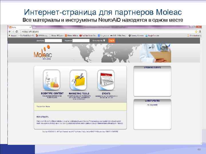 Интернет-страница для партнеров Moleac Все материалы и инструменты Neuro. Ai. D находятся в одном