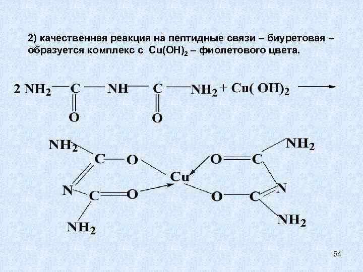 Напишите схему биуретовой реакции