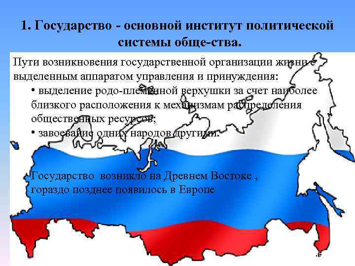 1. Государство основной институт политической системы обще ства. Пути возникновения государственной организации жизни с