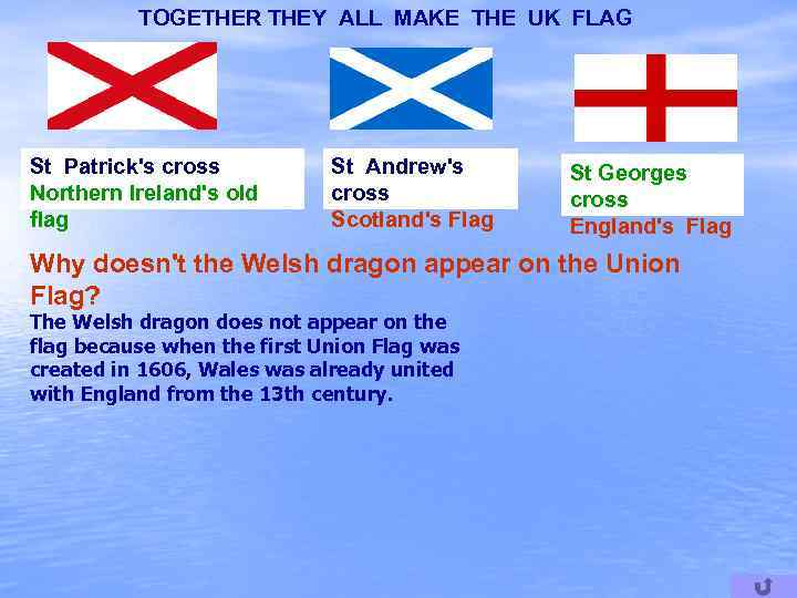 TOGETHER THEY ALL MAKE THE UK FLAG St Patrick's cross Northern Ireland's old flag