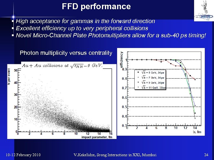 FFD performance § High acceptance for gammas in the forward direction § Excellent efficiency